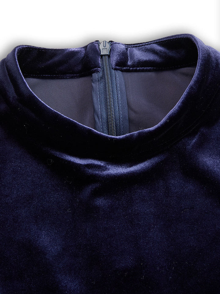 Elissa | Navy Blue Long-Sleeve Midi Dress