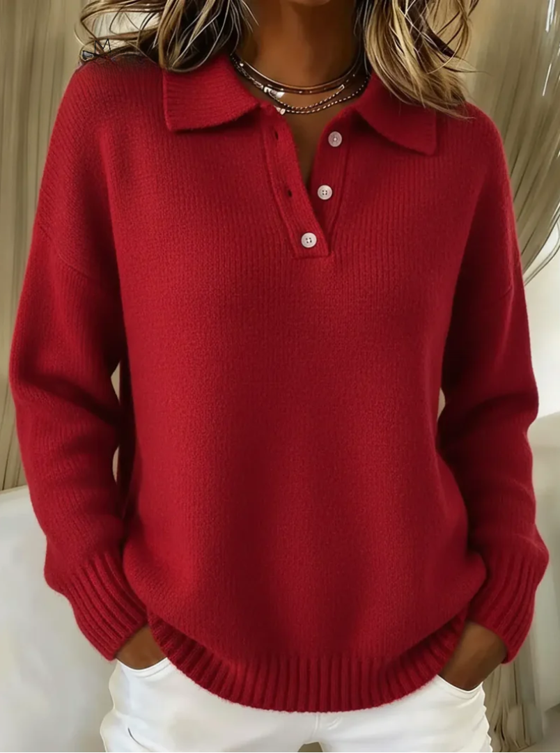 Herra | Soft Knit Polo Sweater