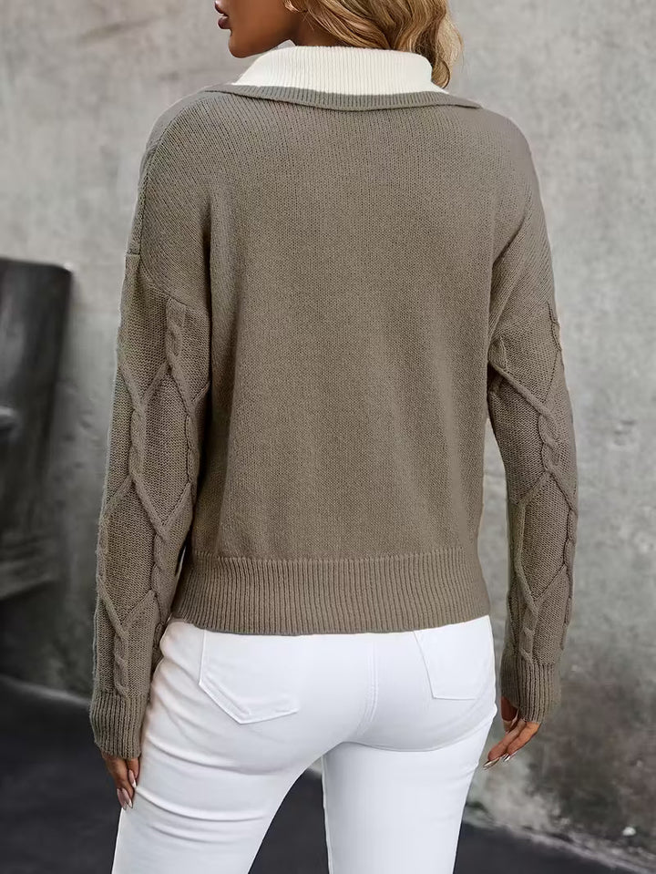 Mahalia™ | Cable Knit Collared Sweater