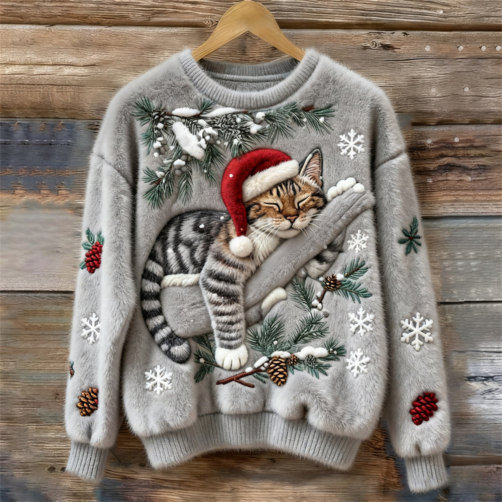 Nevita™ | Soft Christmas Sweater with Festive Cat