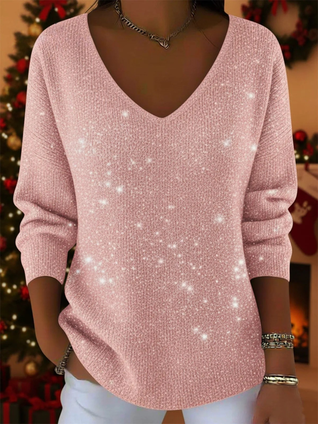 Ella | Festive V-Neck Sweater