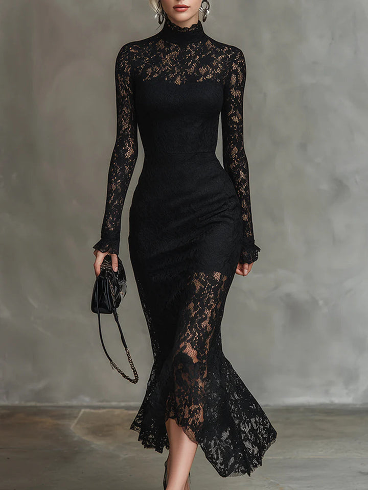 Monica | Elegant Lace Fishtail Maxi Dress