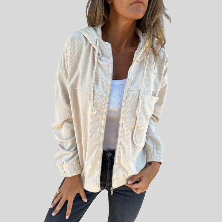 Ella | Corduroy Zip-Up Hooded Jacket