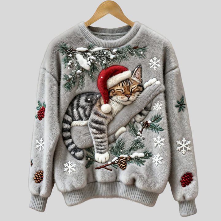 Nevita™ | Soft Christmas Sweater with Festive Cat