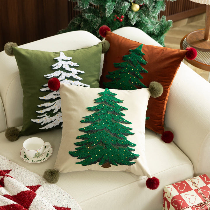 Christmas Tree Embroidered Pillow Case