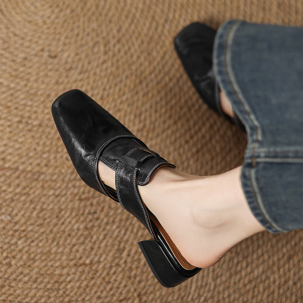 Ivora Genuine Leather Mules