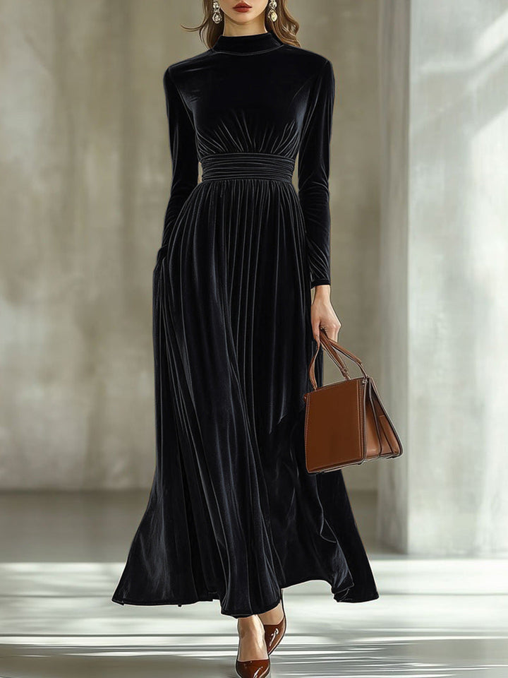 Margot | Pleated Velvet Maxi Dress