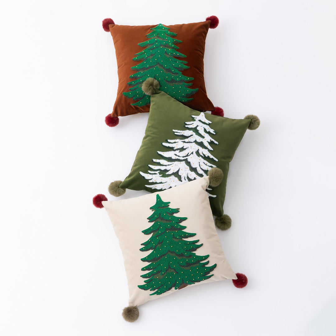 Christmas Tree Embroidered Pillow Case
