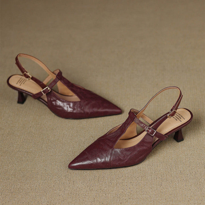 Noir Genuine Leather Heels