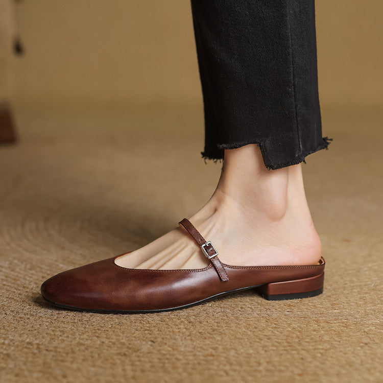 Merisa Genuine Leather Mules