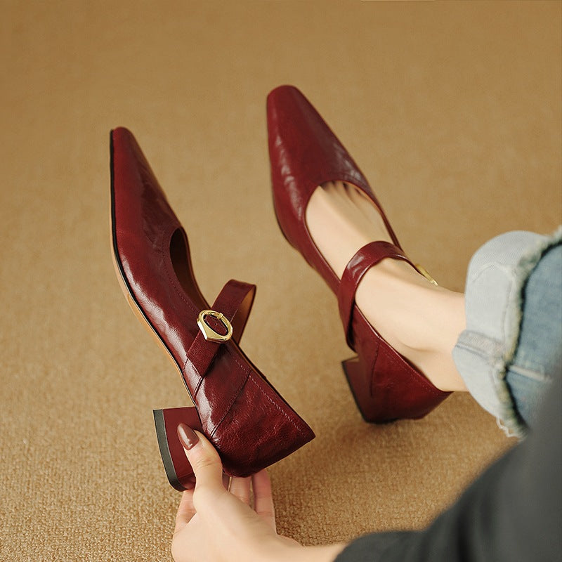 Merlot Genuine Leather Heels