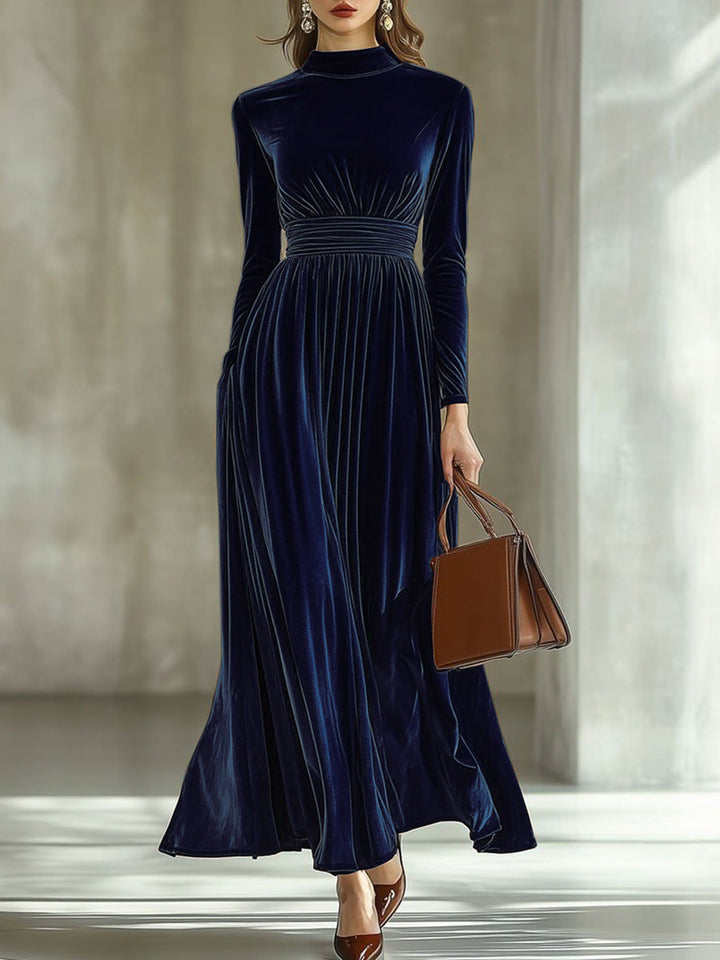 Margot | Pleated Velvet Maxi Dress