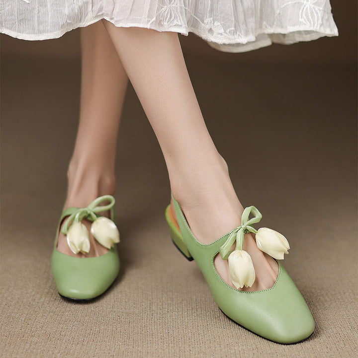 Tulip Genuine Leather Slingbacks