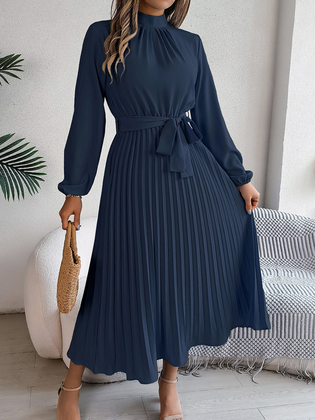 Priscilla | Pleated Belted Maxi Dress