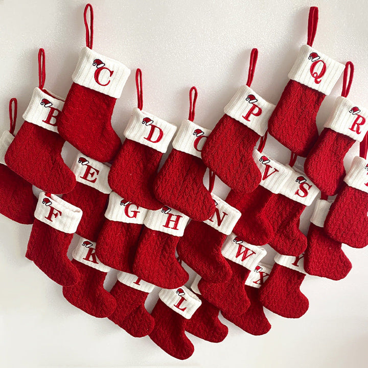 Classic A-Z Lettered Christmas Knitted Stockings