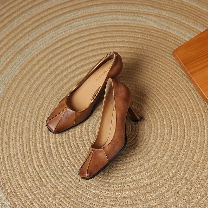 Amber Genuine Leather Heels