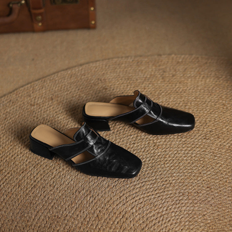 Ivora Genuine Leather Mules