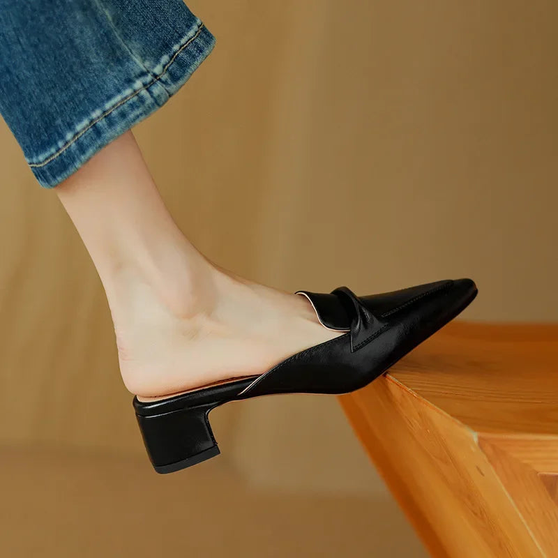 Alaya Genuine Leather Mules