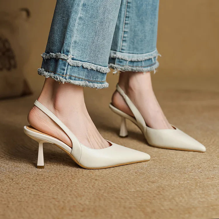 Fauna Genuine Leather Slingbacks