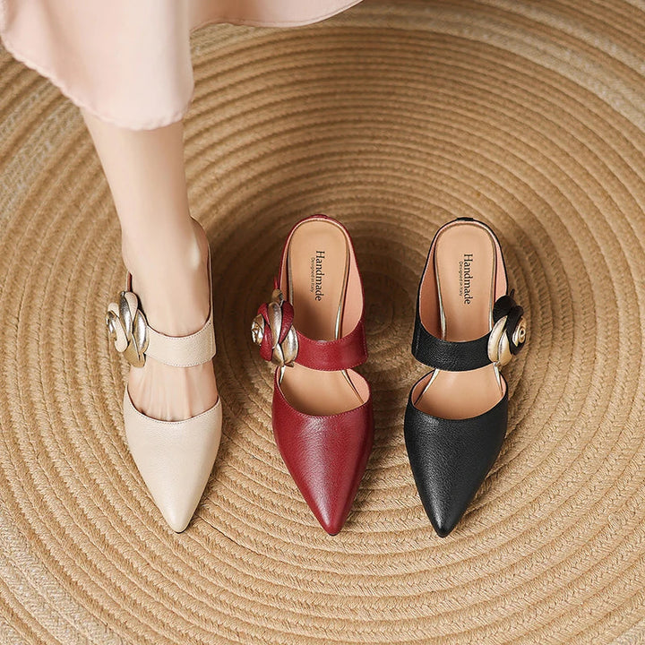 Garnet Genuine Leather Heels