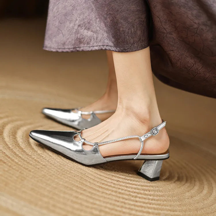 Katie Genuine Leather Slingbacks