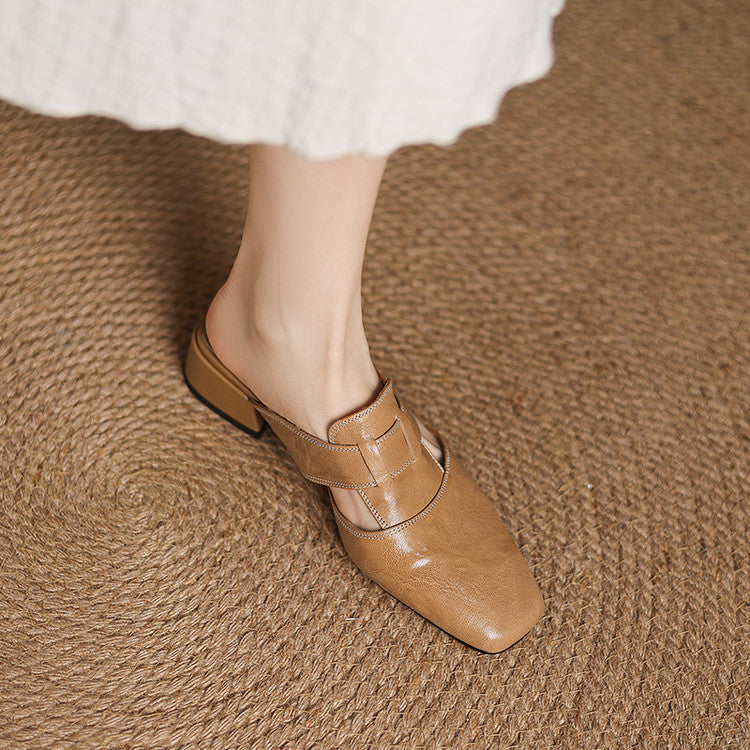 Ivora Genuine Leather Mules