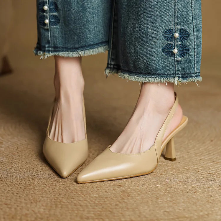 Fauna Genuine Leather Slingbacks