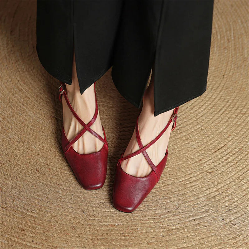 Elavie Genuine Leather Heels