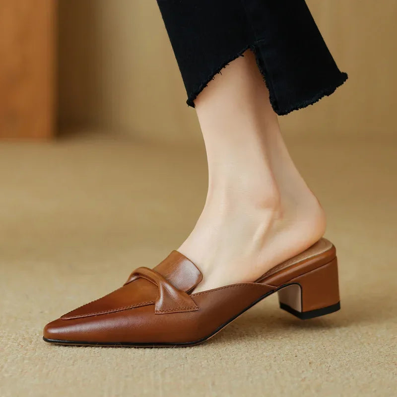 Alaya Genuine Leather Mules