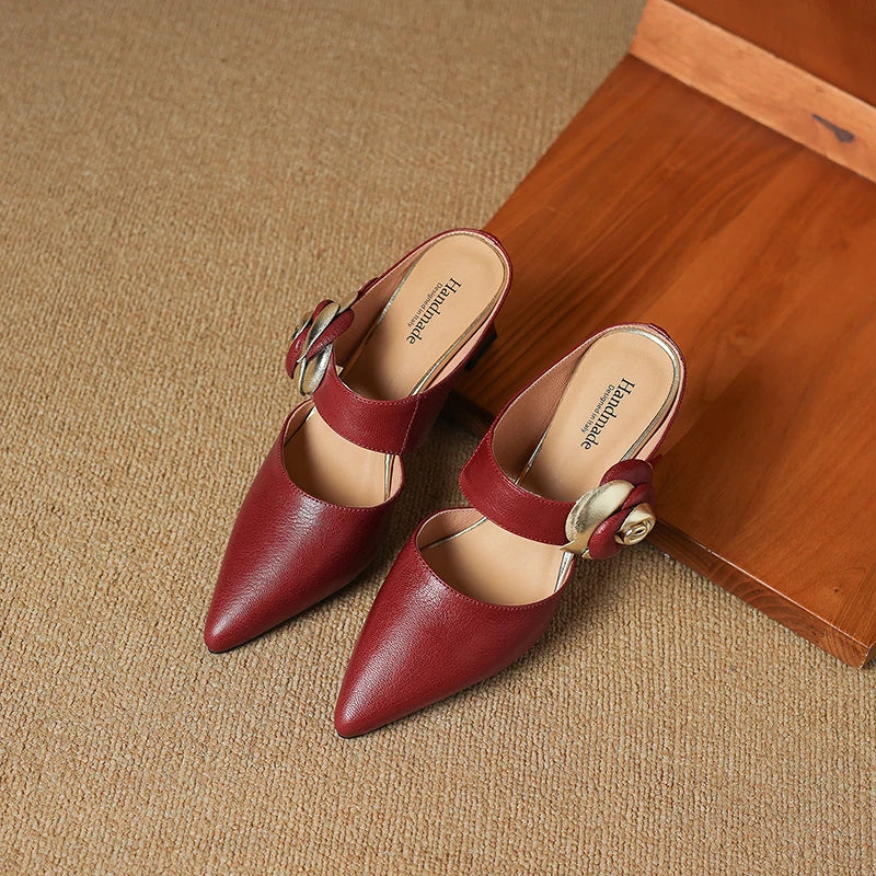 Garnet Genuine Leather Heels
