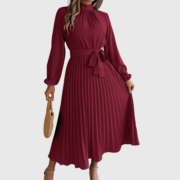 Priscilla | Pleated Belted Maxi Dress