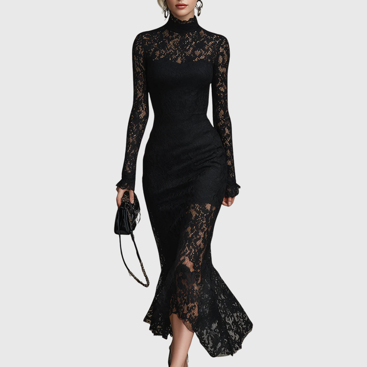 Monica | Elegant Lace Fishtail Maxi Dress
