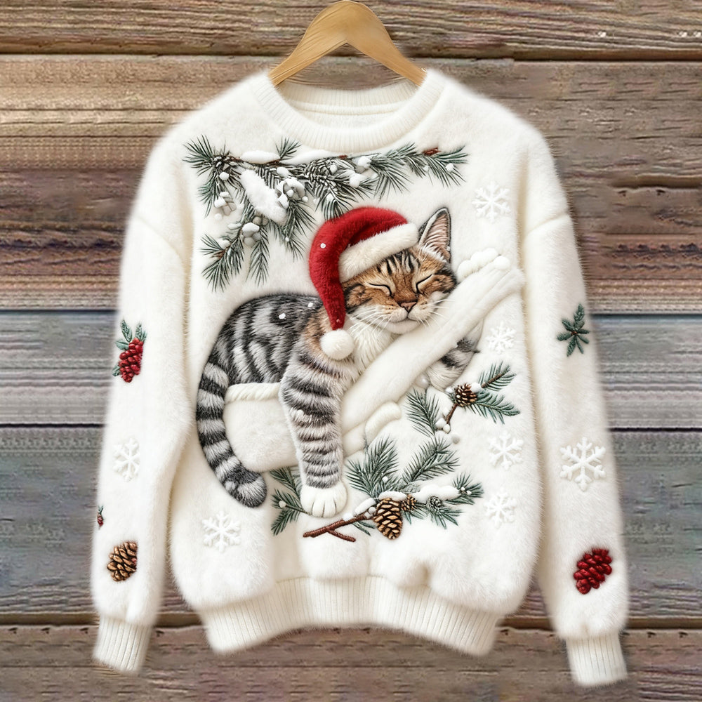 Nevita™ | Soft Christmas Sweater with Festive Cat